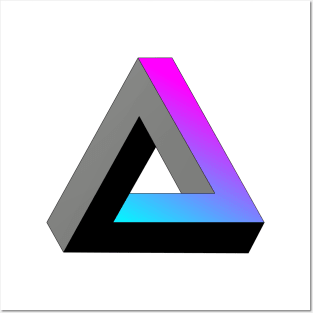 Impossible triangle with cyan to magenta gradient Posters and Art